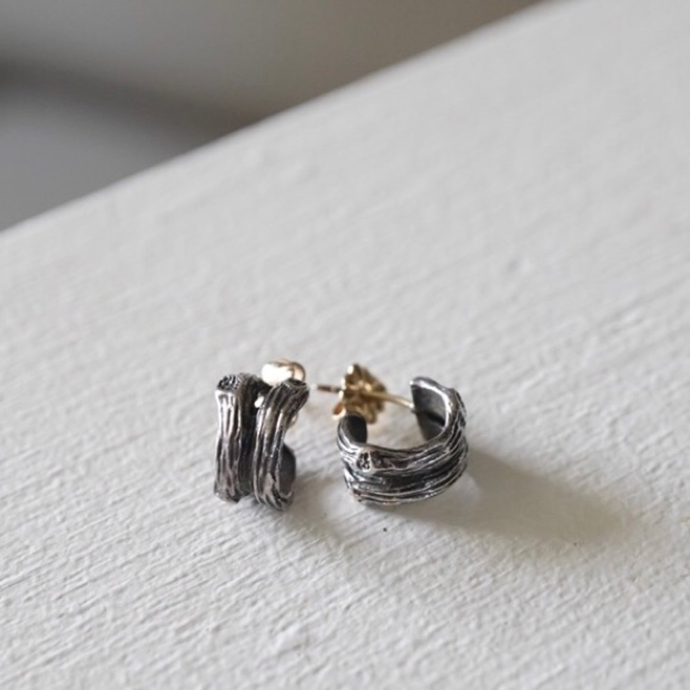 Mignon Faget sterling silver vine earlocks. 14k posts/backs.